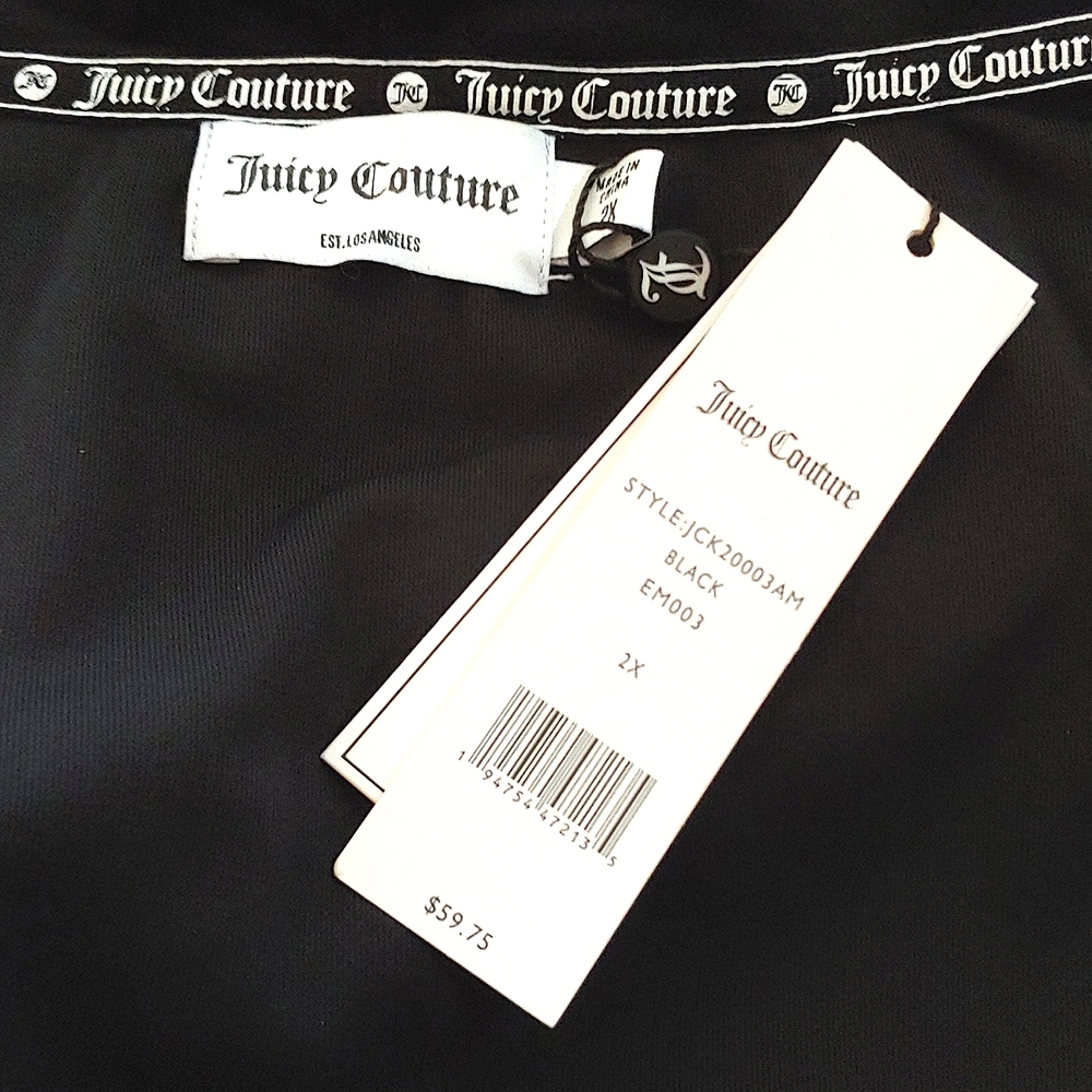 NWT Juicy Couture Black Velour Zip Front Hoodie Women's Size 2X - Picture 8 of 11